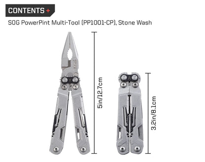 SOG PowerPint 18-in-1 Tactical Multi-Tool with Folding Pliers & Knife - Compact EDC Gear for Outdoor Camping, Survival & Hiking