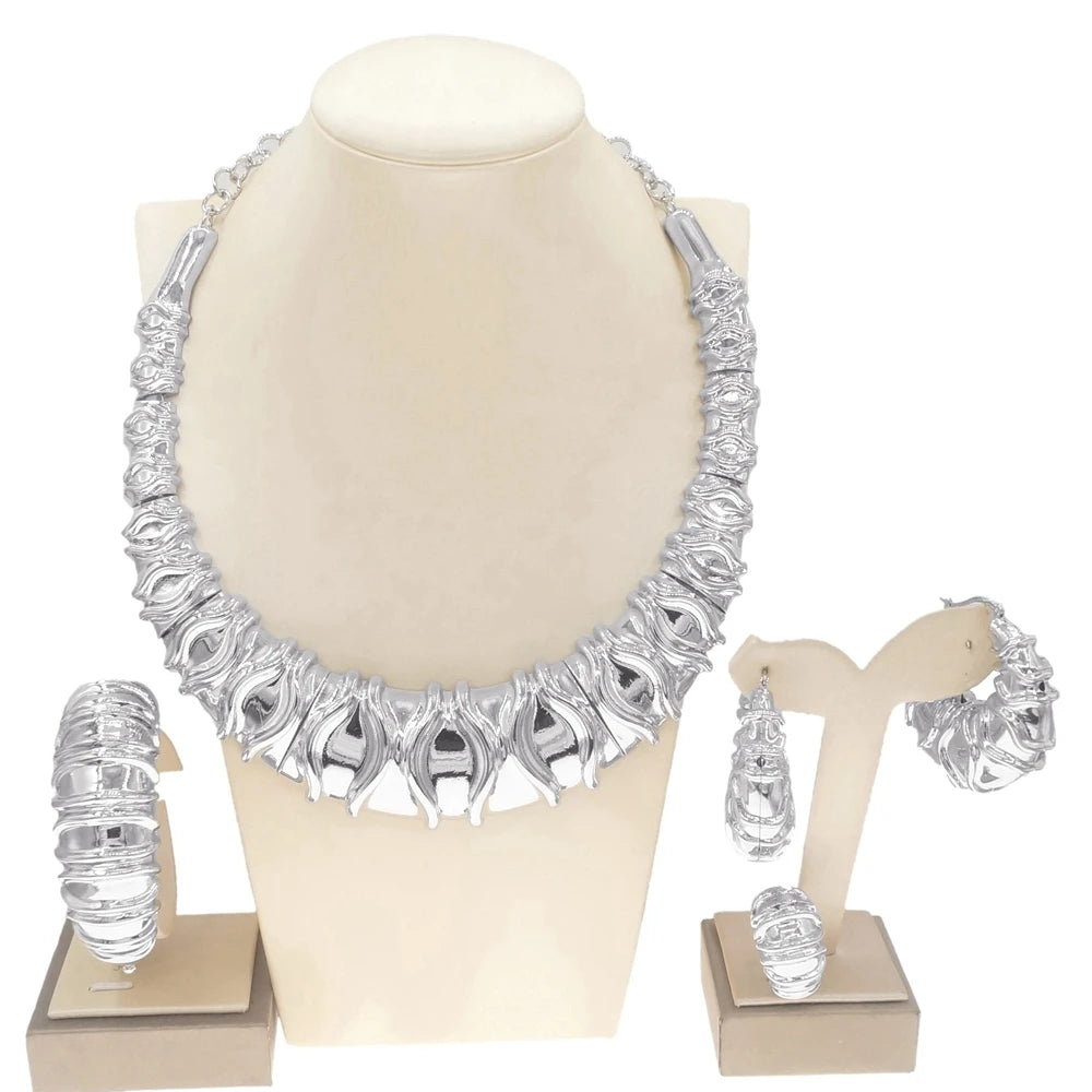 Fashion Dubai Gold Plated Jewelry Set – Italian Style Necklace, Earrings & Ring