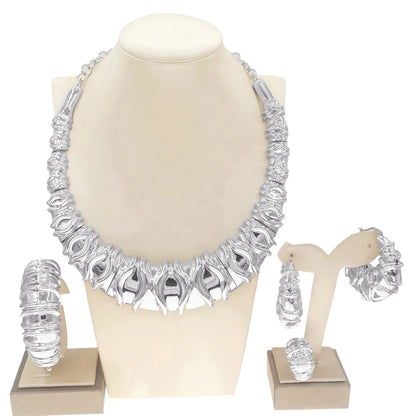 Fashion Dubai Gold Plated Jewelry Set – Italian Style Necklace, Earrings & Ring