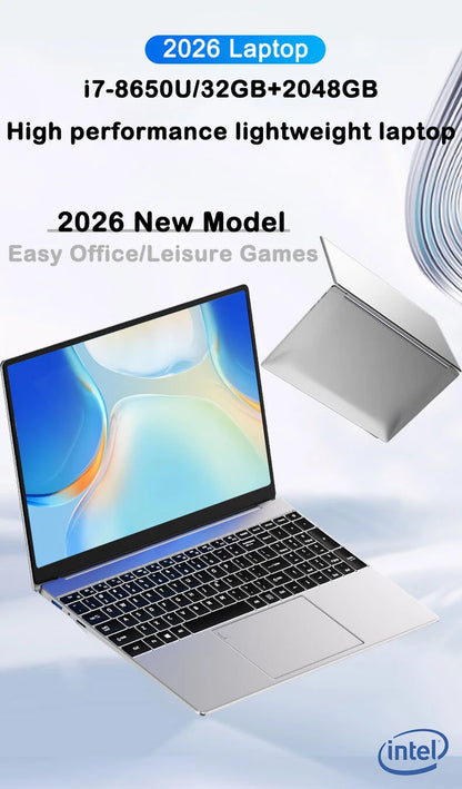 New Ultra Slim Laptop Intel Core i7 8650U 15.6" 32GB RAM 2TB SSD Gaming PC Office Study Computer PC Windows 11 Pro