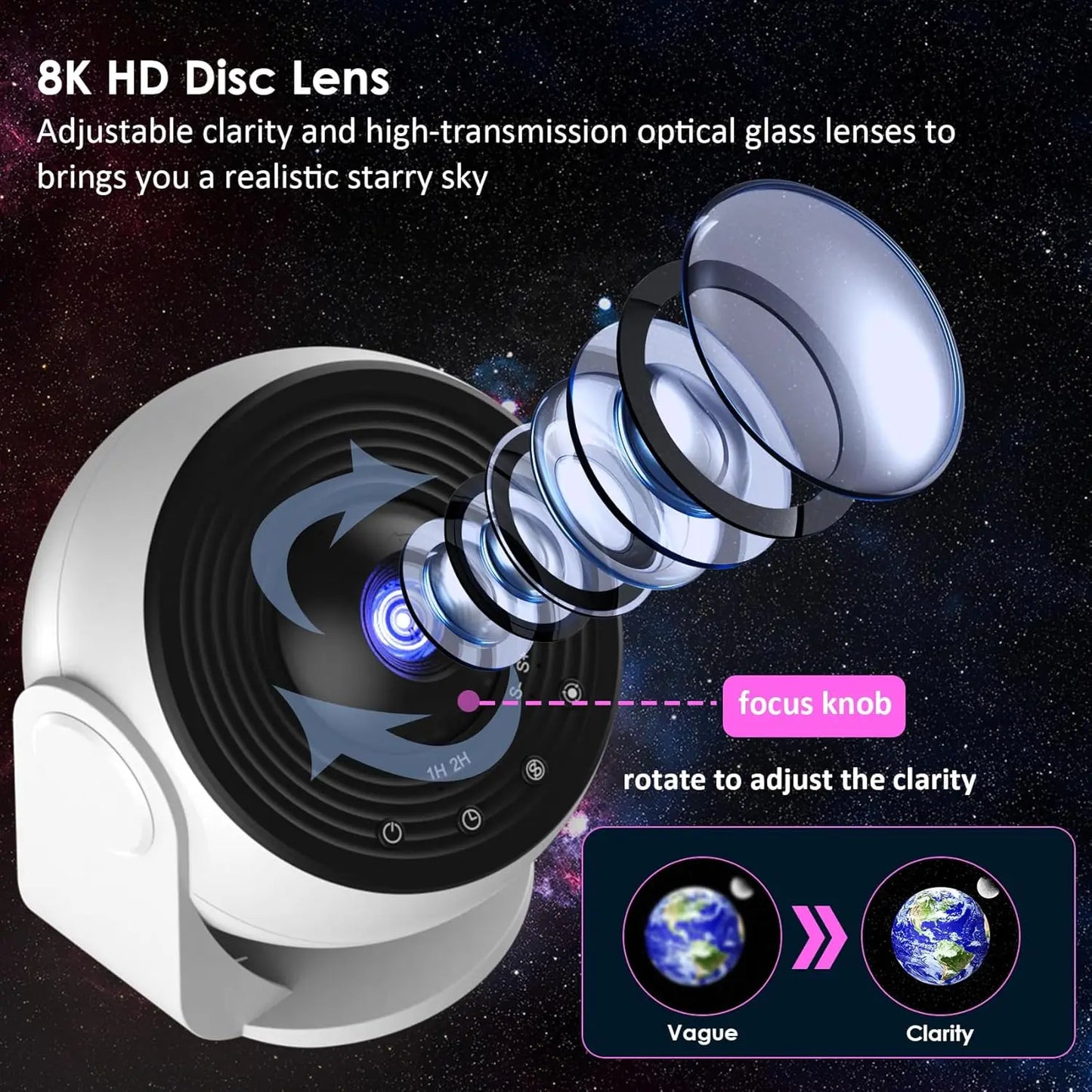 13-in-1 Star Projector Pro 360° Rotating HD Galaxy Projector Pro, with Remote Control White Noise Function,  Bluetooth Speaker