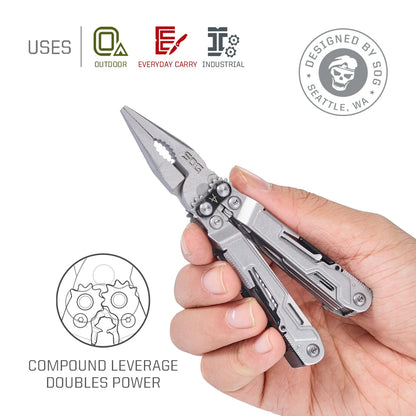 SOG PowerPint 18-in-1 Tactical Multi-Tool with Folding Pliers & Knife - Compact EDC Gear for Outdoor Camping, Survival & Hiking
