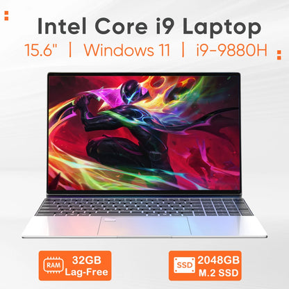 15.6" Ultra Slim Gaming Laptop – Intel Core i9-9880H, 32GB RAM, 2TB SSD, Windows 11 Pro