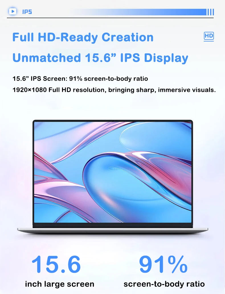 New Ultra Slim Laptop Intel Core i7 8650U 15.6" 32GB RAM 2TB SSD Gaming PC Office Study Computer PC Windows 11 Pro