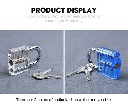 KAK Transparent Visible Pick Cutaway Practice Padlock Lock With Broken Key Removing Hook Kit Extractor Set Locksmith Wrench Tool