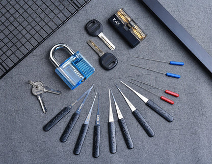 KAK Transparent Visible Pick Cutaway Practice Padlock Lock With Broken Key Removing Hook Kit Extractor Set Locksmith Wrench Tool