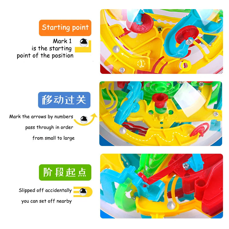 Magic Intellect Ball 3D Maze Toys Montessori Brain Burning Ball Rolling Puzzle Games Logic Thinking Balance Educational Toy Gift