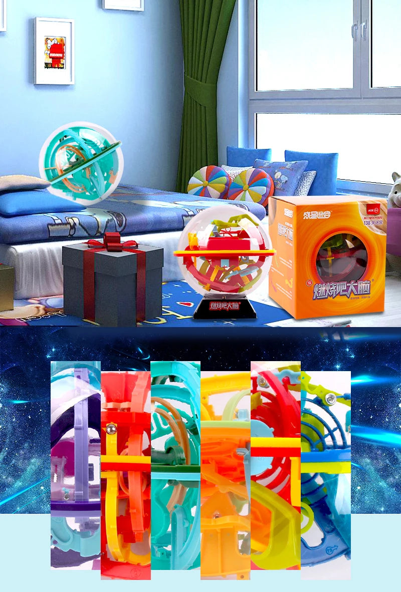 Magic Intellect Ball 3D Maze Toys Montessori Brain Burning Ball Rolling Puzzle Games Logic Thinking Balance Educational Toy Gift