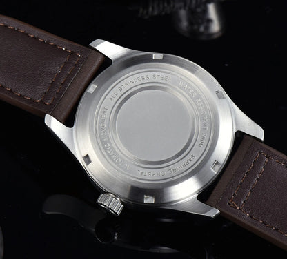 Tandorio 39mm 20BAR Dive Pilot Men's Automatic Steel Watch NH35 Miyota 8215 PT5000 Mechanical AR Sapphire Wristwatch Green Lume