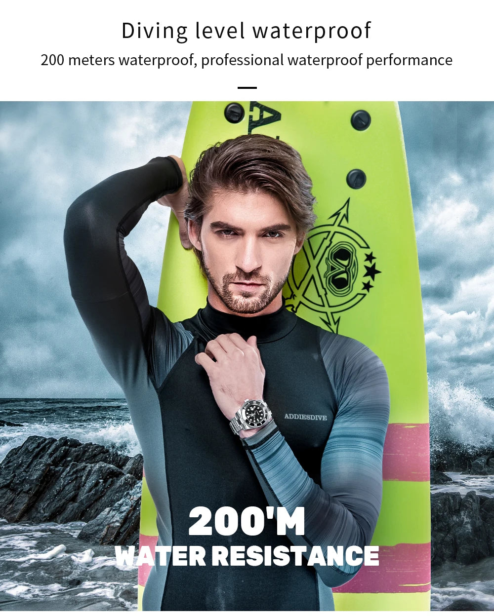 ADDIESDIVE Men's Classic Watch with Ceramic Bezel 200m Water Resistant Casual Quartz Watch BGW9 Blue Luminous Gift Watch MY-H3-2