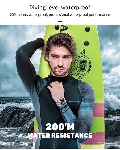 ADDIESDIVE Men's Classic Watch with Ceramic Bezel 200m Water Resistant Casual Quartz Watch BGW9 Blue Luminous Gift Watch MY-H3-2