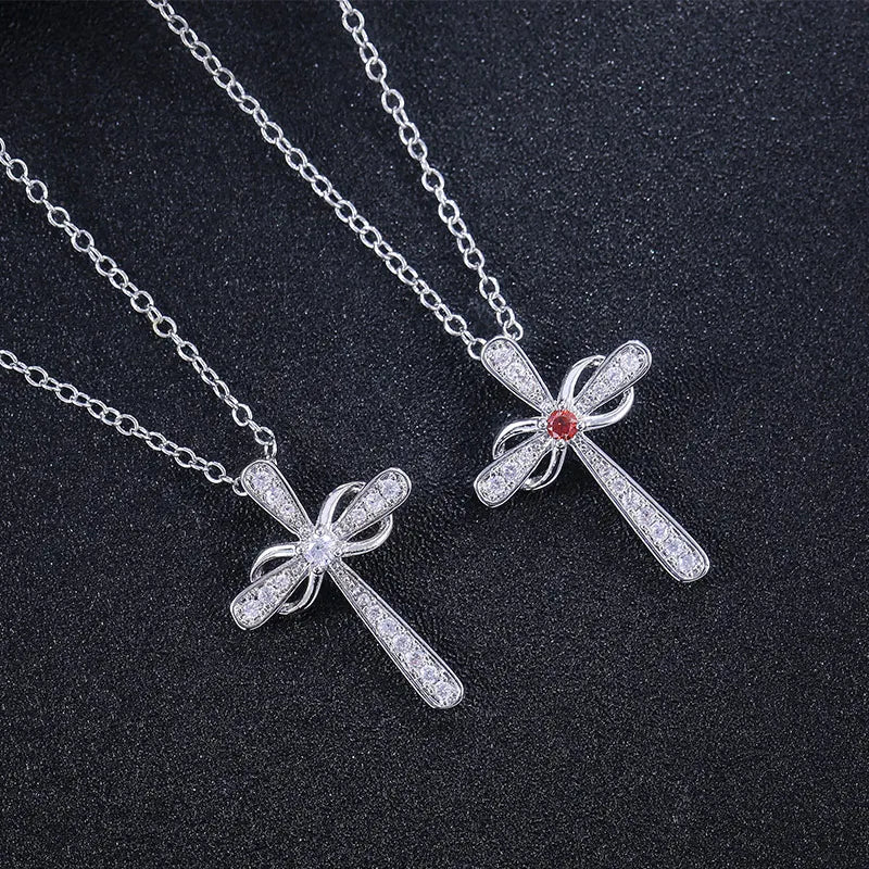 CAOSHI Aesthetic Cross Necklace for Women Charming Zirconia Trendy Party Accessories Personalized Female Jewelry Wholesale Bulk