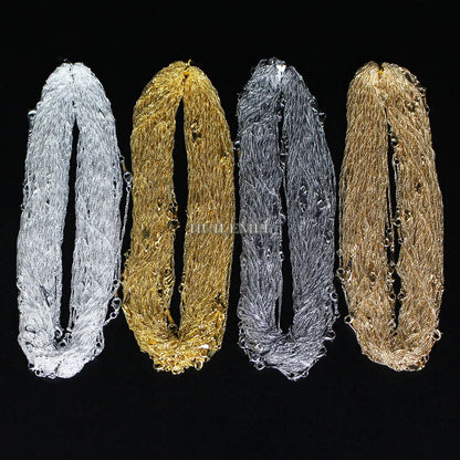 10pcs/lot Wholesale 2mm Water Wave Necklace Chains for Women Party Fashion Jewelry Chains Silver Plated / Gold Color 16"-24"