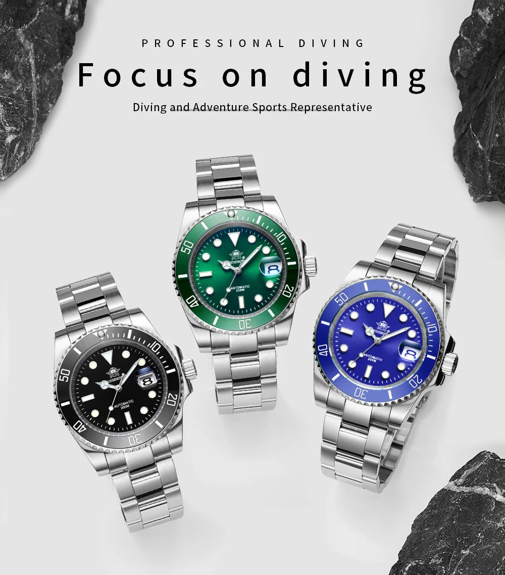 ADDIESDIVE NH35 Movement Automatic Watch Sapphire Crystal Mechanical Wristwatch 200m Diving Super Luminous Watches reloj hombre