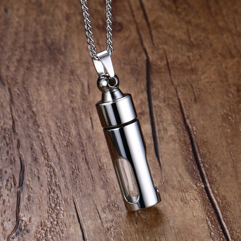 Vnox Hollow Tube Pendant for Men Women Stainless Steel Cremation Keepsake Urn Necklaces Memorial Jewelry