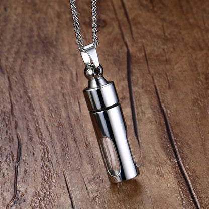 Vnox Hollow Tube Pendant for Men Women Stainless Steel Cremation Keepsake Urn Necklaces Memorial Jewelry