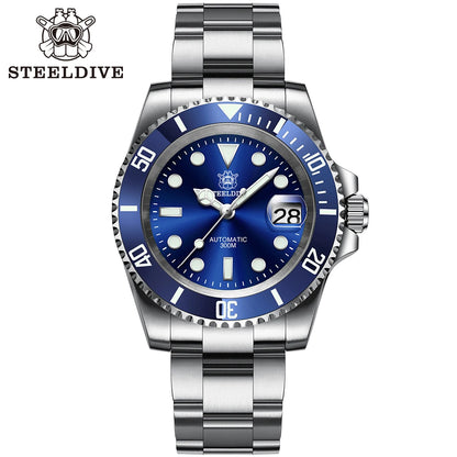 SD1953 STEELDIVE Brand Ceramic Bezel 41mm Steeldive 30ATM Water Resistant NH35 Automatic Mens Dive Watch Reloj with Milled Clasp