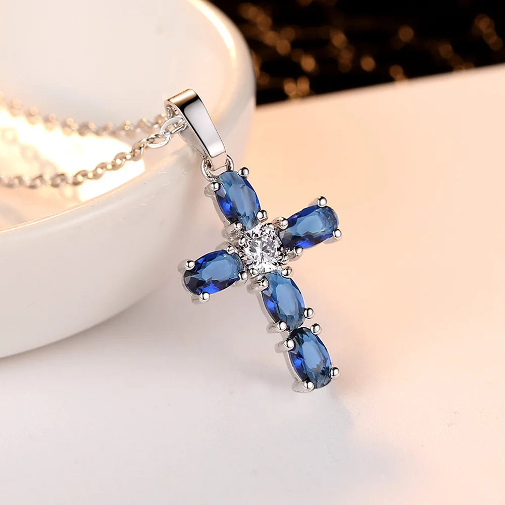 CAOSHI Aesthetic Cross Necklace for Women Charming Zirconia Trendy Party Accessories Personalized Female Jewelry Wholesale Bulk