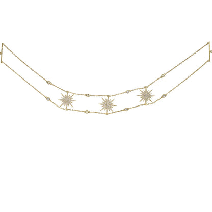 2025 New Arrived Women Girl Gorgeous Delicate White Cz Paved 3pcs North Star Charm Choker Necklaces Luxury Party Jewelry Gifts