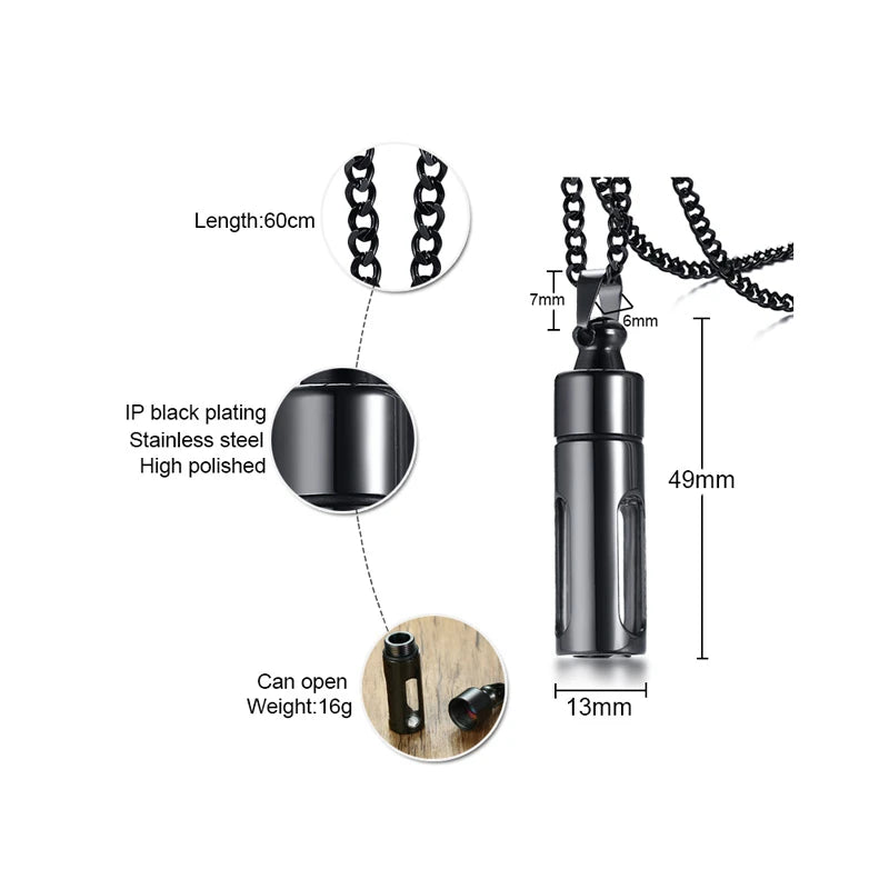 Vnox Hollow Tube Pendant for Men Women Stainless Steel Cremation Keepsake Urn Necklaces Memorial Jewelry