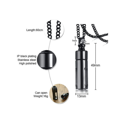 Vnox Hollow Tube Pendant for Men Women Stainless Steel Cremation Keepsake Urn Necklaces Memorial Jewelry