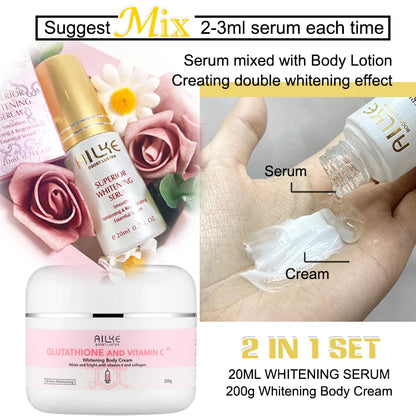 AILKE Whitening Skin Care Set, With Glutathion Vitamin C, Brighter Smoother Skin, Reduce Dark Spots, Clean Skin, Moisturizing