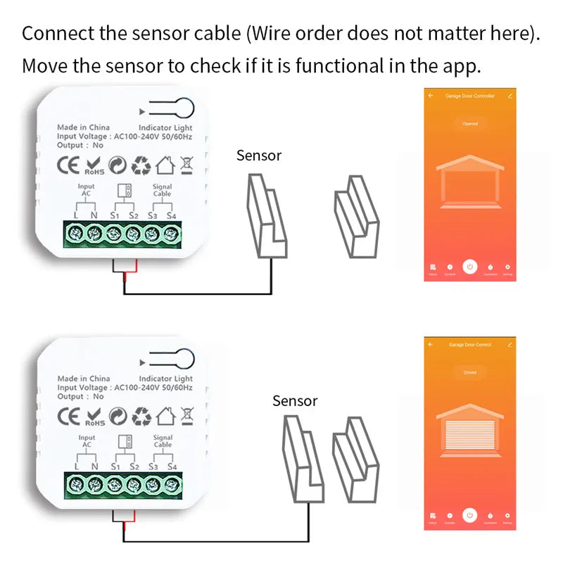 Tuya Smart ZigBee Garage Door Opener Controller with Sensor App Control Support Alexa Google Home Zigbee2MQTT Gateway Needed