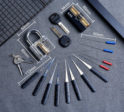 KAK Transparent Visible Pick Cutaway Practice Padlock Lock With Broken Key Removing Hook Kit Extractor Set Locksmith Wrench Tool