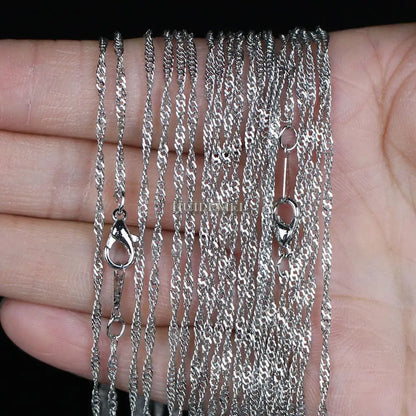 10pcs/lot Wholesale 2mm Water Wave Necklace Chains for Women Party Fashion Jewelry Chains Silver Plated / Gold Color 16"-24"