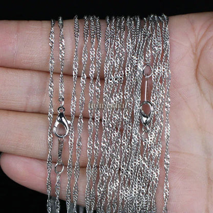 10pcs/lot Wholesale 2mm Water Wave Necklace Chains for Women Party Fashion Jewelry Chains Silver Plated / Gold Color 16"-24"