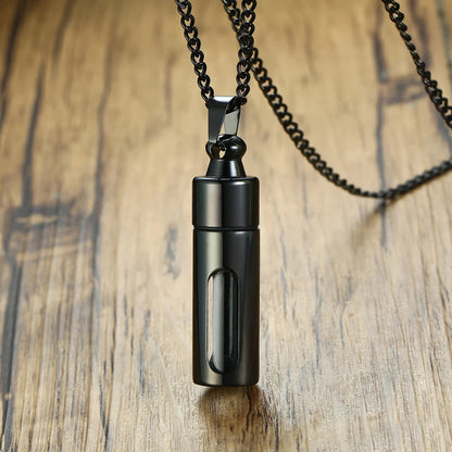 Vnox Hollow Tube Pendant for Men Women Stainless Steel Cremation Keepsake Urn Necklaces Memorial Jewelry