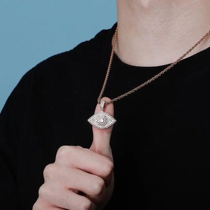 TOPGRILLZ Evil Eye Pendant Necklace Iced Out Micro Pave Cubic Zirconia Pendant Hip Hop Rock Fashion Jewelry For Gift Men Women