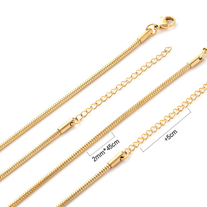 LUXUKISSKIDS 10pcs 1/2mm 45+5cm Round Snake Chain Necklace Men Women Stainless Steel Cuban Chain Necklaces For Jewelry DIY