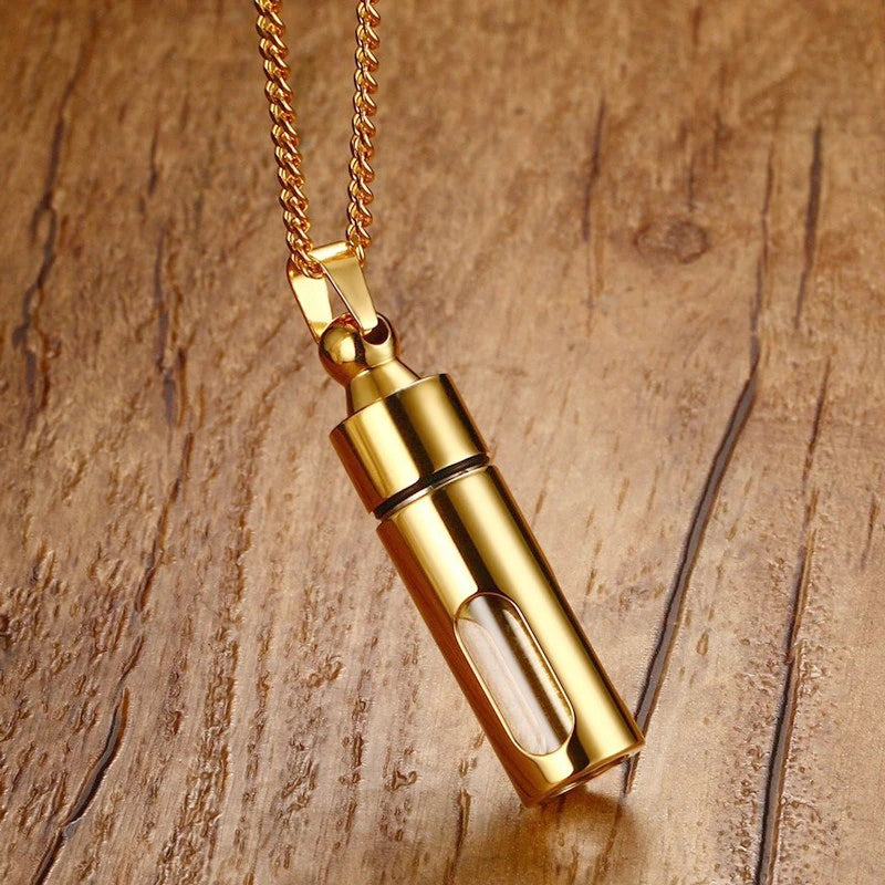 Vnox Hollow Tube Pendant for Men Women Stainless Steel Cremation Keepsake Urn Necklaces Memorial Jewelry