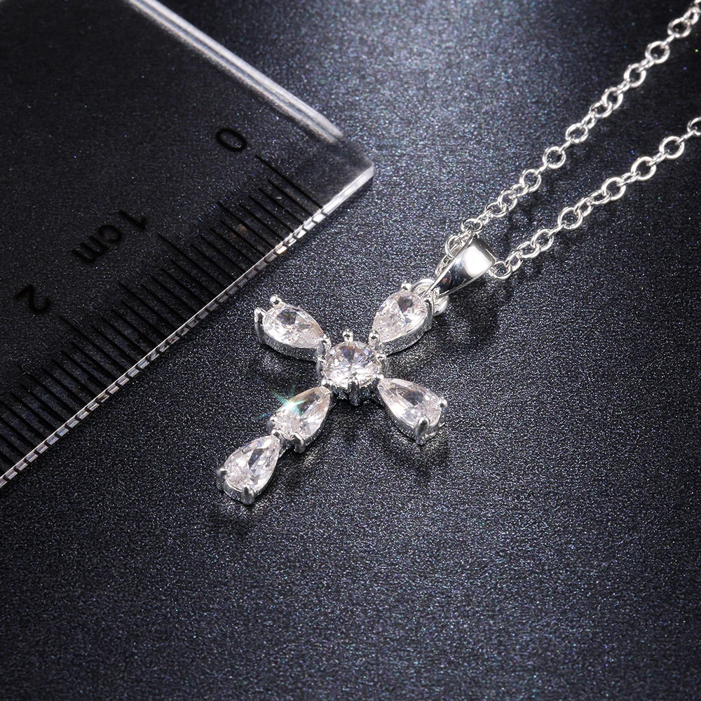 CAOSHI Aesthetic Cross Necklace for Women Charming Zirconia Trendy Party Accessories Personalized Female Jewelry Wholesale Bulk
