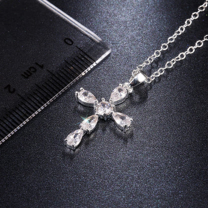 CAOSHI Aesthetic Cross Necklace for Women Charming Zirconia Trendy Party Accessories Personalized Female Jewelry Wholesale Bulk