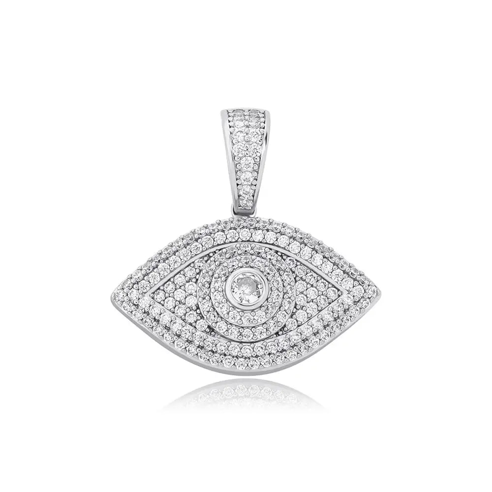 TOPGRILLZ Evil Eye Pendant Necklace Iced Out Micro Pave Cubic Zirconia Pendant Hip Hop Rock Fashion Jewelry For Gift Men Women