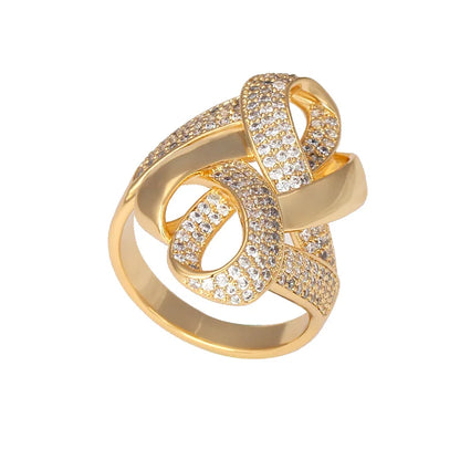 Bride Talk Luxury Arab Nigerian Twisted Line Bold Rings With Zirconia Stones 2020 Women Engagement Party High Quality Jewelry