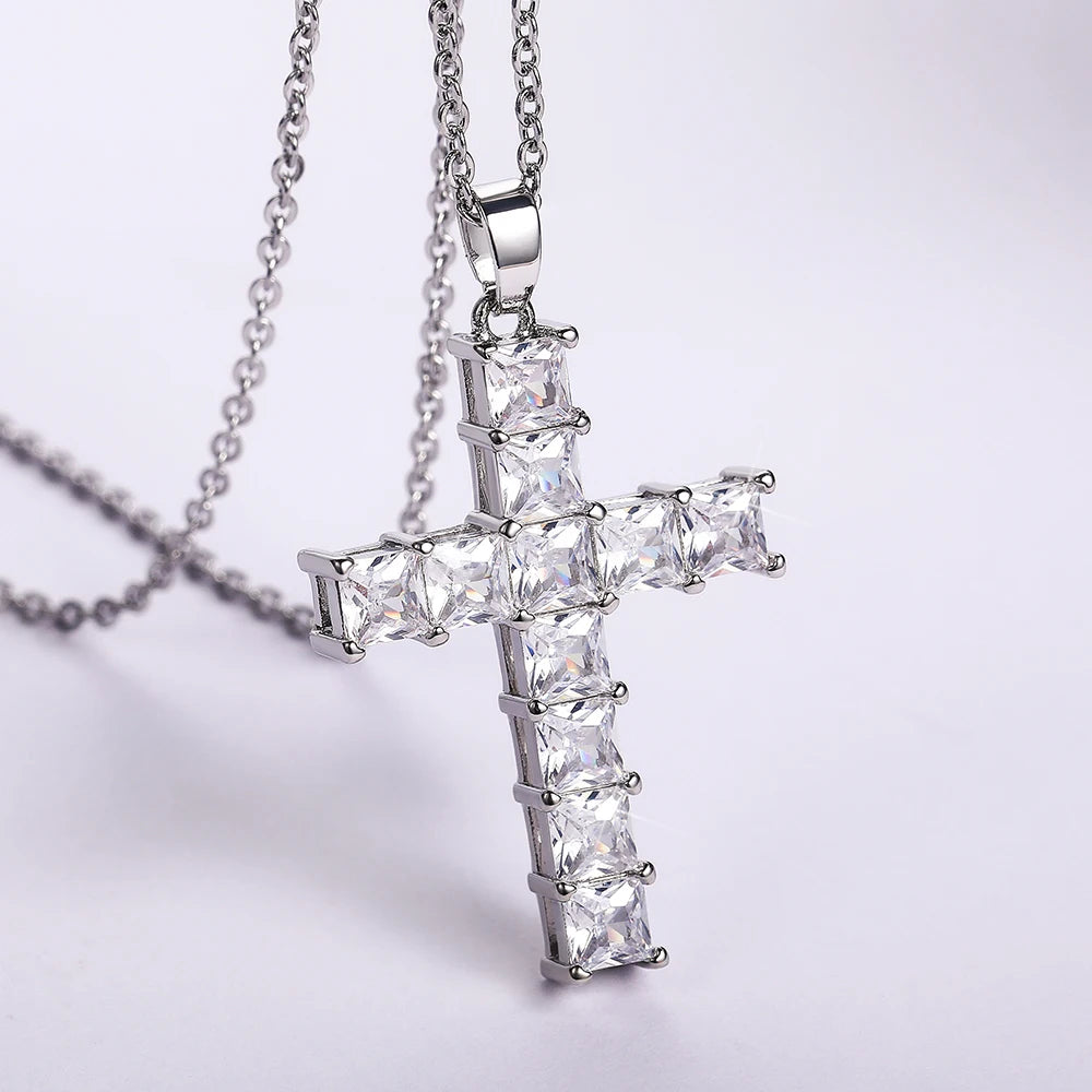 CAOSHI Aesthetic Cross Necklace for Women Charming Zirconia Trendy Party Accessories Personalized Female Jewelry Wholesale Bulk