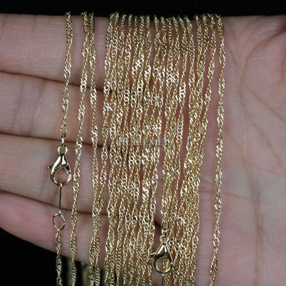 10pcs/lot Wholesale 2mm Water Wave Necklace Chains for Women Party Fashion Jewelry Chains Silver Plated / Gold Color 16"-24"
