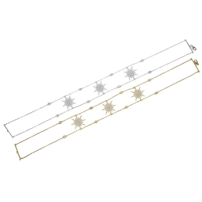 2025 New Arrived Women Girl Gorgeous Delicate White Cz Paved 3pcs North Star Charm Choker Necklaces Luxury Party Jewelry Gifts