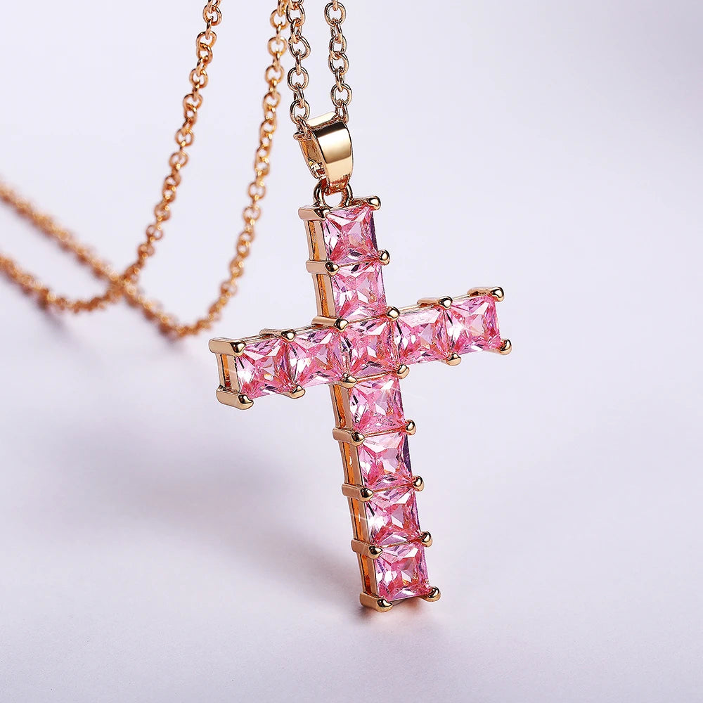 CAOSHI Aesthetic Cross Necklace for Women Charming Zirconia Trendy Party Accessories Personalized Female Jewelry Wholesale Bulk