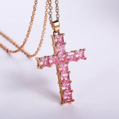 CAOSHI Aesthetic Cross Necklace for Women Charming Zirconia Trendy Party Accessories Personalized Female Jewelry Wholesale Bulk