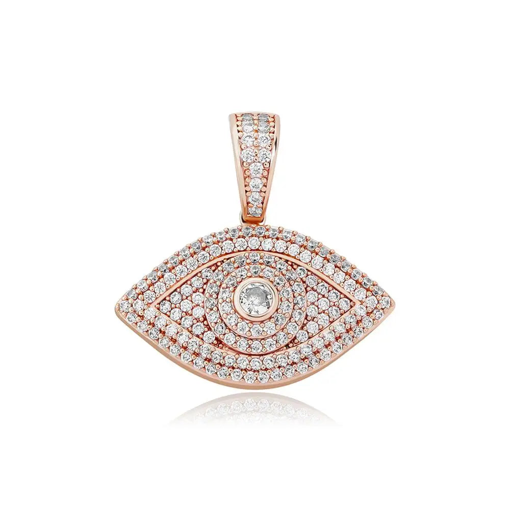 TOPGRILLZ Evil Eye Pendant Necklace Iced Out Micro Pave Cubic Zirconia Pendant Hip Hop Rock Fashion Jewelry For Gift Men Women