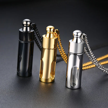 Vnox Hollow Tube Pendant for Men Women Stainless Steel Cremation Keepsake Urn Necklaces Memorial Jewelry