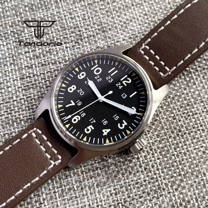 Tandorio 39mm 20BAR Dive Pilot Men's Automatic Steel Watch NH35 Miyota 8215 PT5000 Mechanical AR Sapphire Wristwatch Green Lume