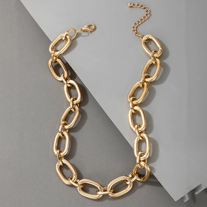 Tocona Punk Gold Color Chain Choker Necklace Trendy Hollow Geometric Alloy Metal Sweater Party Bohemain Jewelry for Women 17073