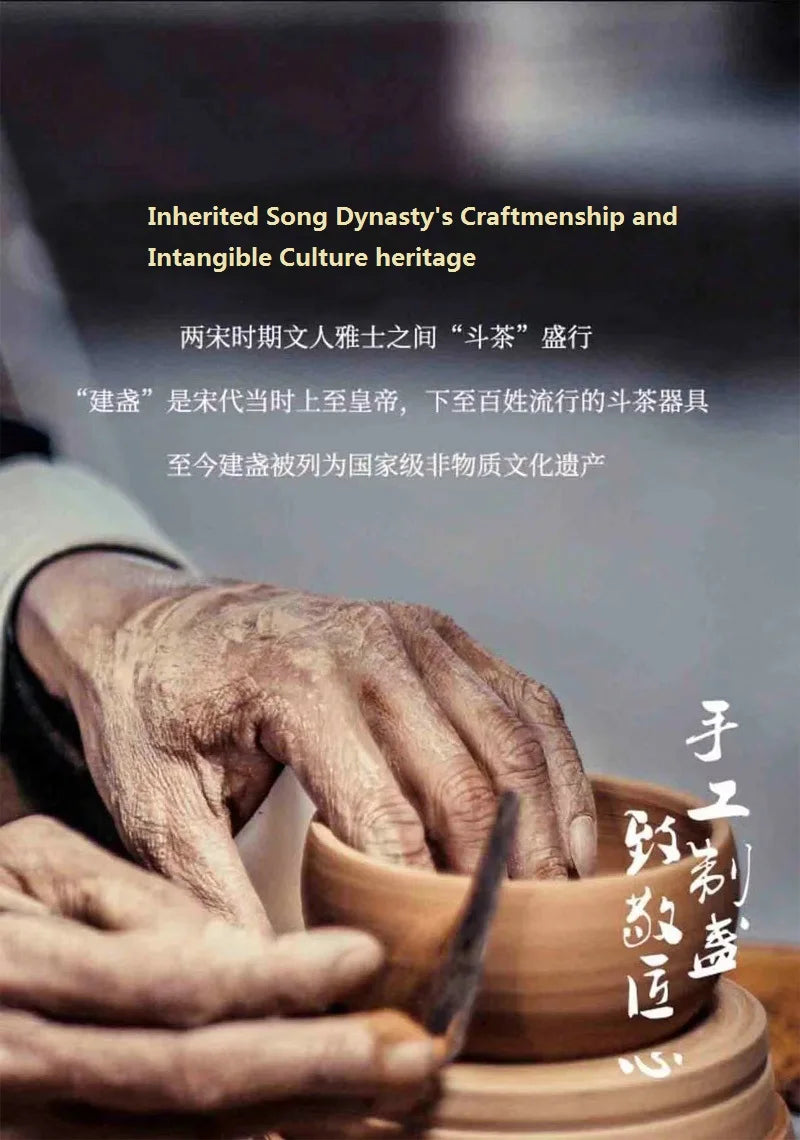 Jianzhan 340ml Tenmokus Teapot Chinese Ancient Style Craft Ceramic Tea Pot Natural oilspot Glaze intangible cultural heritage