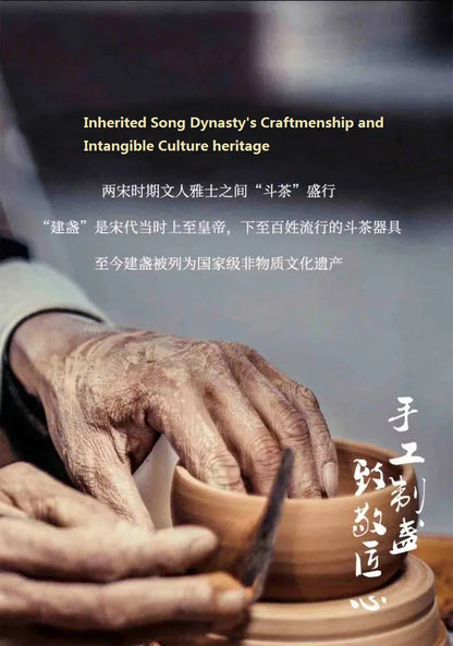 Jianzhan 340ml Tenmokus Teapot Chinese Ancient Style Craft Ceramic Tea Pot Natural oilspot Glaze intangible cultural heritage