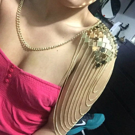 MANILAI Bohemian Punk Statement Necklaces Collar Shoulder Chain Long Necklaces & Pendants Women Sexy Statement Body Jewelry